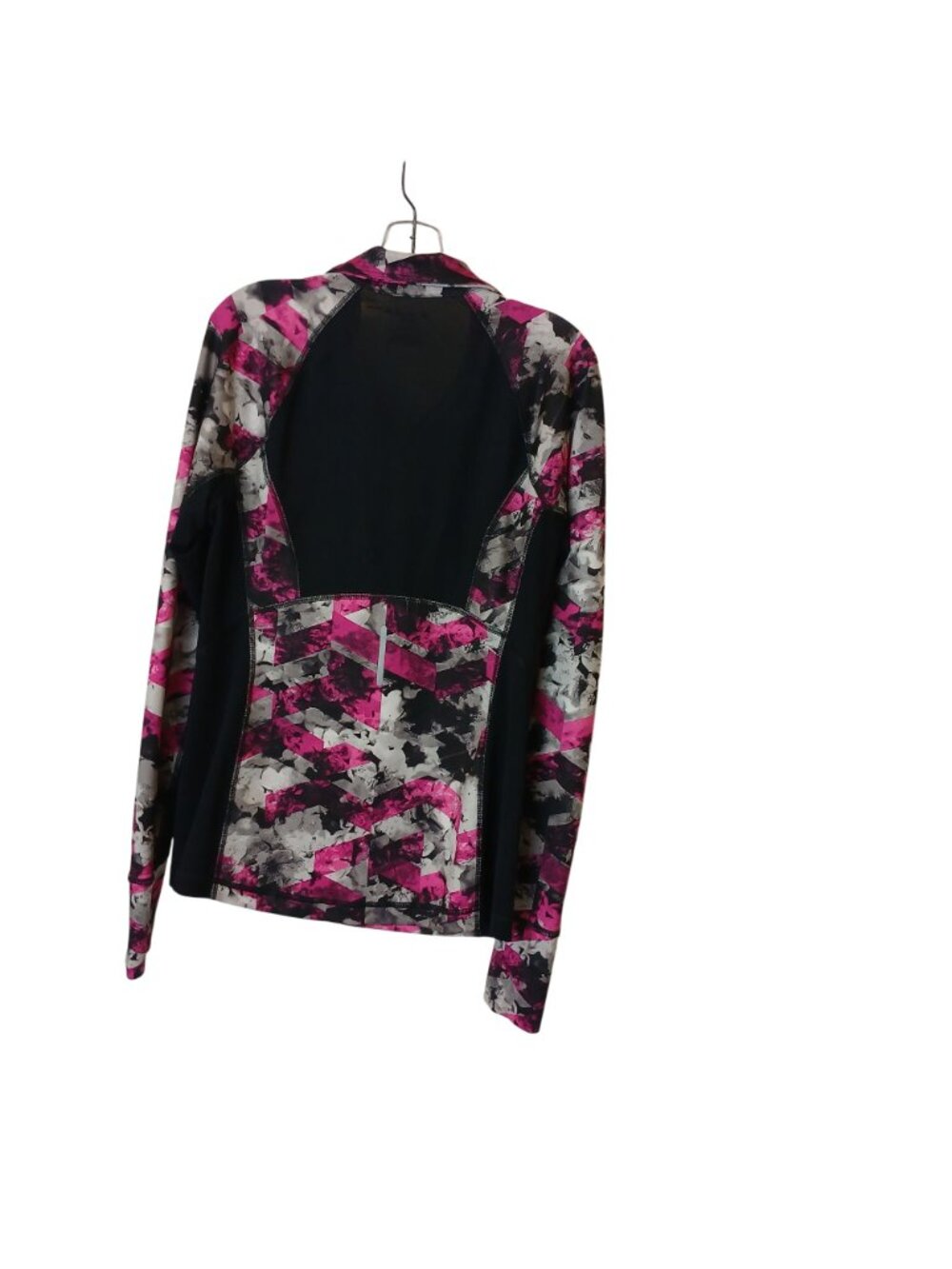 Tek Gear Drytek Womens Medium Long Sleeve1/4-Zip Top Pink/Black Abstract #D-36 - Picture 4 of 7